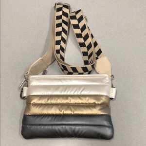 Think Royln Puffer Crossbody Tri-Color Metallic